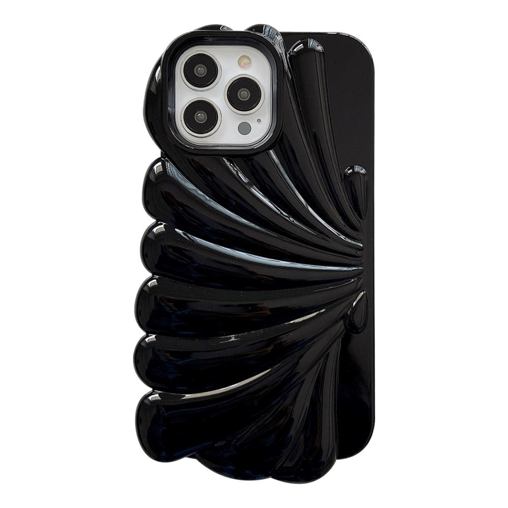 iPhone 14 Pro Fleksibelt Cover - Muslingeskal Design - Sort