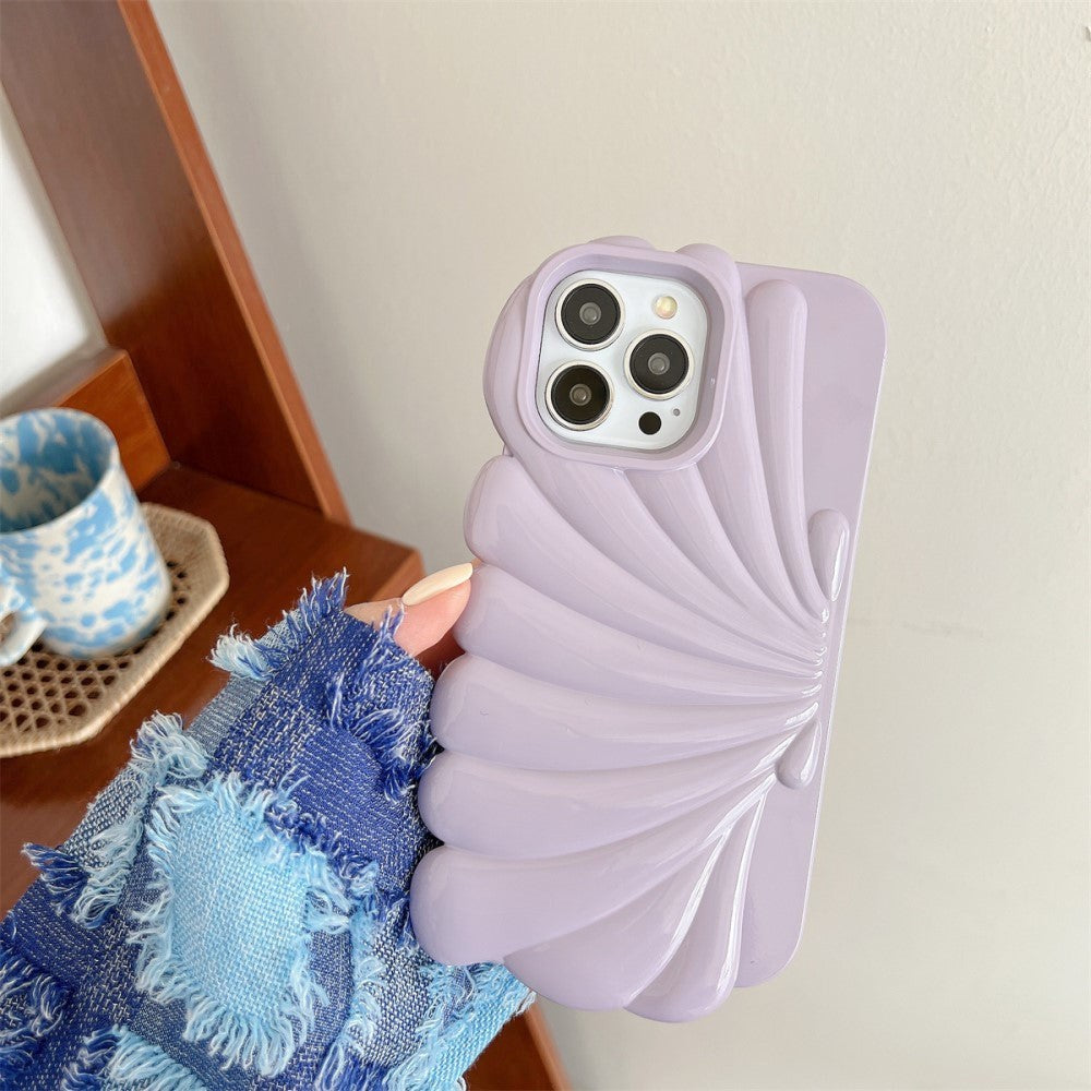 iPhone 13 Pro Fleksibelt Cover - Muslingeskal Design - Lilla