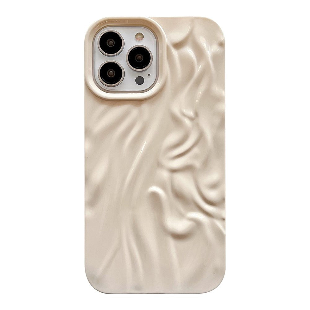 iPhone 14 Pro Fleksibelt Cover - Bølget Design - Beige