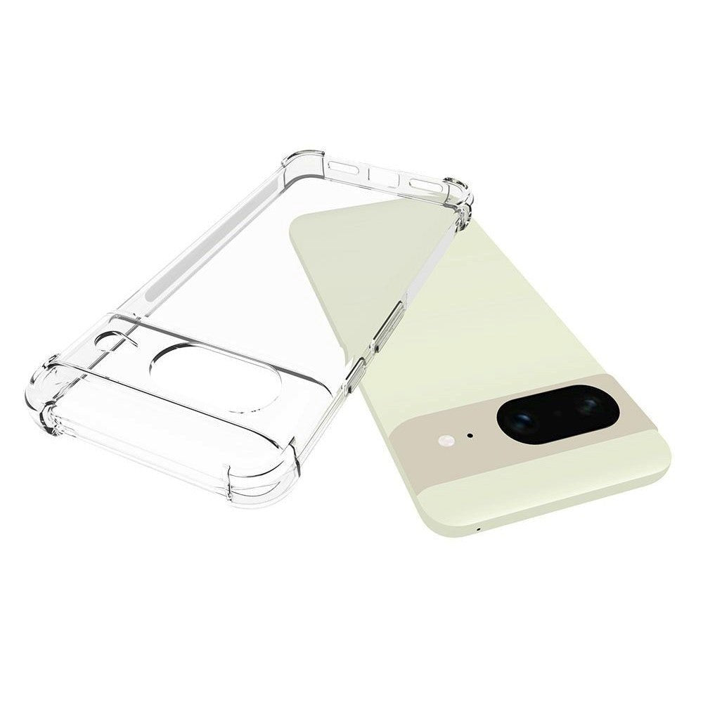 Google Pixel 8 Shockproof Fleksibelt Plastik Bagside Cover - Gennemsigtig