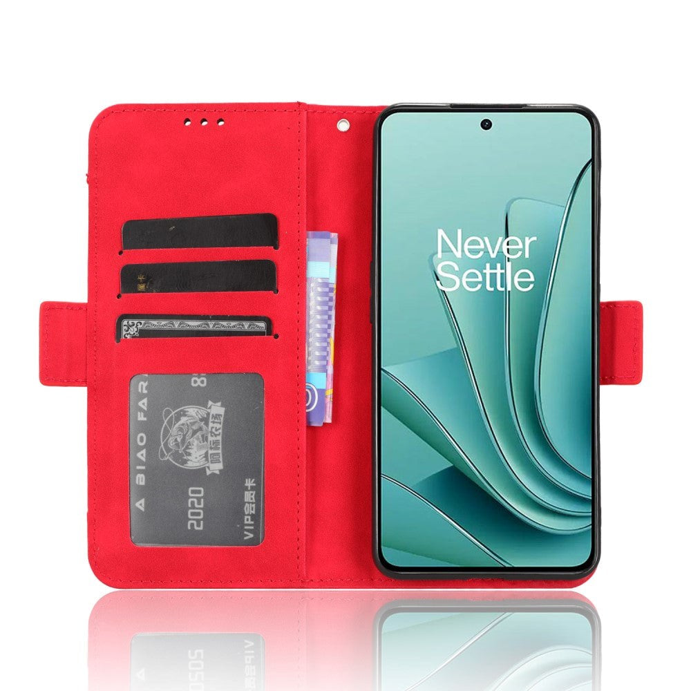 OnePlus Nord 3 (5G) Blank Læder Flip Cover m. Stor Pung - Rød