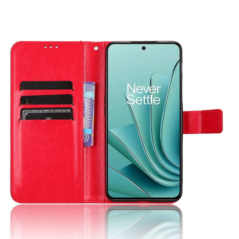 OnePlus Nord 3 (5G) Læder Flip Cover m. Pung og Strop - Rød