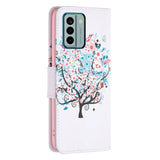 Nokia G22 Læder Flip Cover m. Pung - Blomster Træ