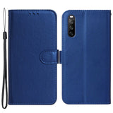 Sony Xperia 10 V Læder Flip Cover m. Pung og Strop - Blå