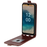 Nokia G22 Vertikalt Flip Læder Cover m. Kortholder - Brun