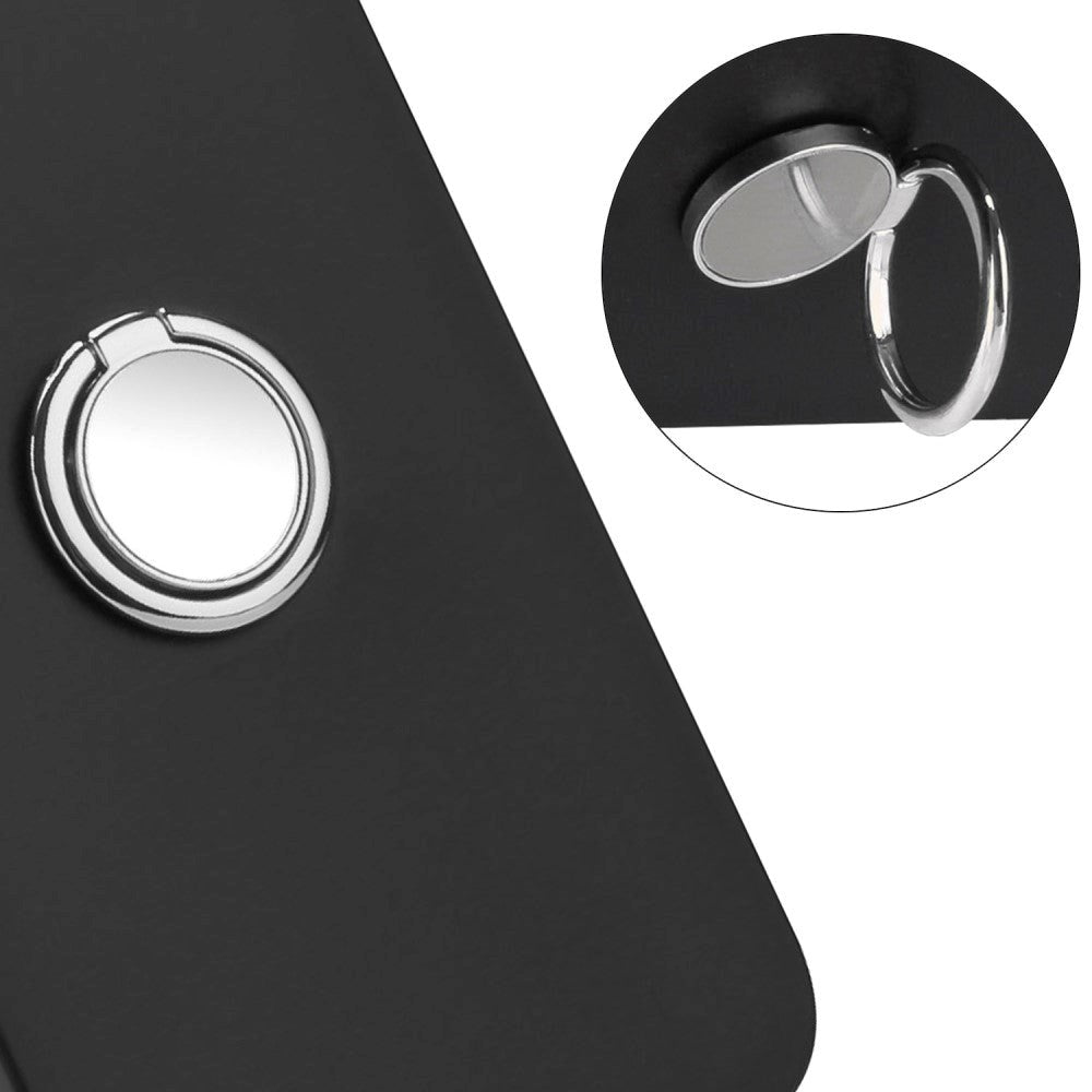 Google Pixel 8 Fleksibelt Plastik Bagside Cover m. Magnetisk Ring Kickstand - Sort m. Sølv Ring