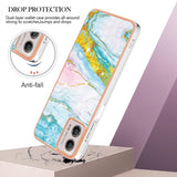 Motorola Moto G53 / G23 / G13 Hybrid Plastik Bagside Cover - Blå Marmor