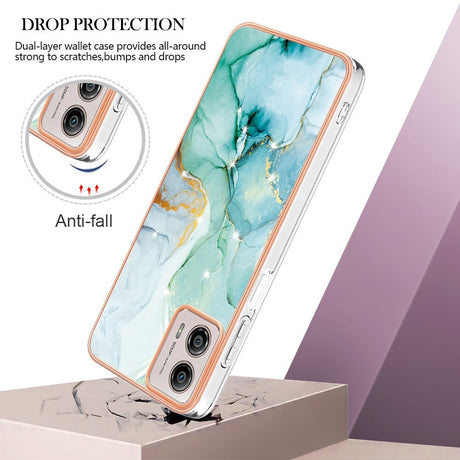 Motorola Moto G53 / G23 / G13 Hybrid Plastik Bagside Cover - Grøn Marmor