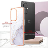 OnePlus Nord CE 3 Lite (5G) Hybrid Plastik Bagside Cover - Hvid / Lilla Marmor