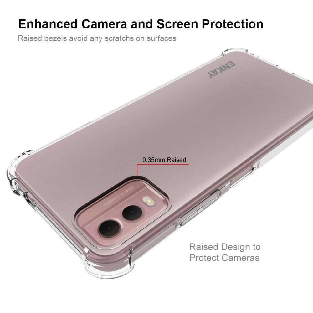 EIDERWOOD Nokia C32 Fleksibelt Plastik Bagside Cover m. Kraftige Hjørner - Gennemsigtig