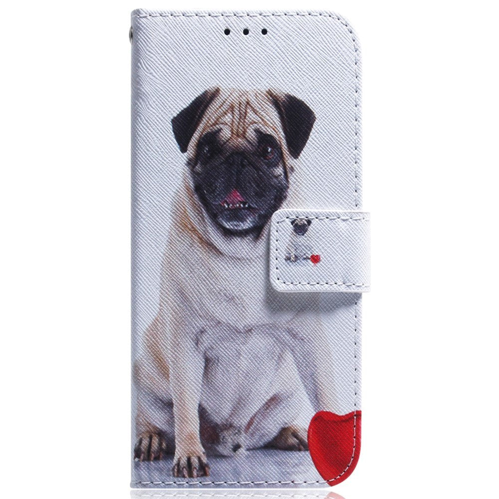 Google Pixel 8 Læder Flip Cover m. Pung & Print - Pug