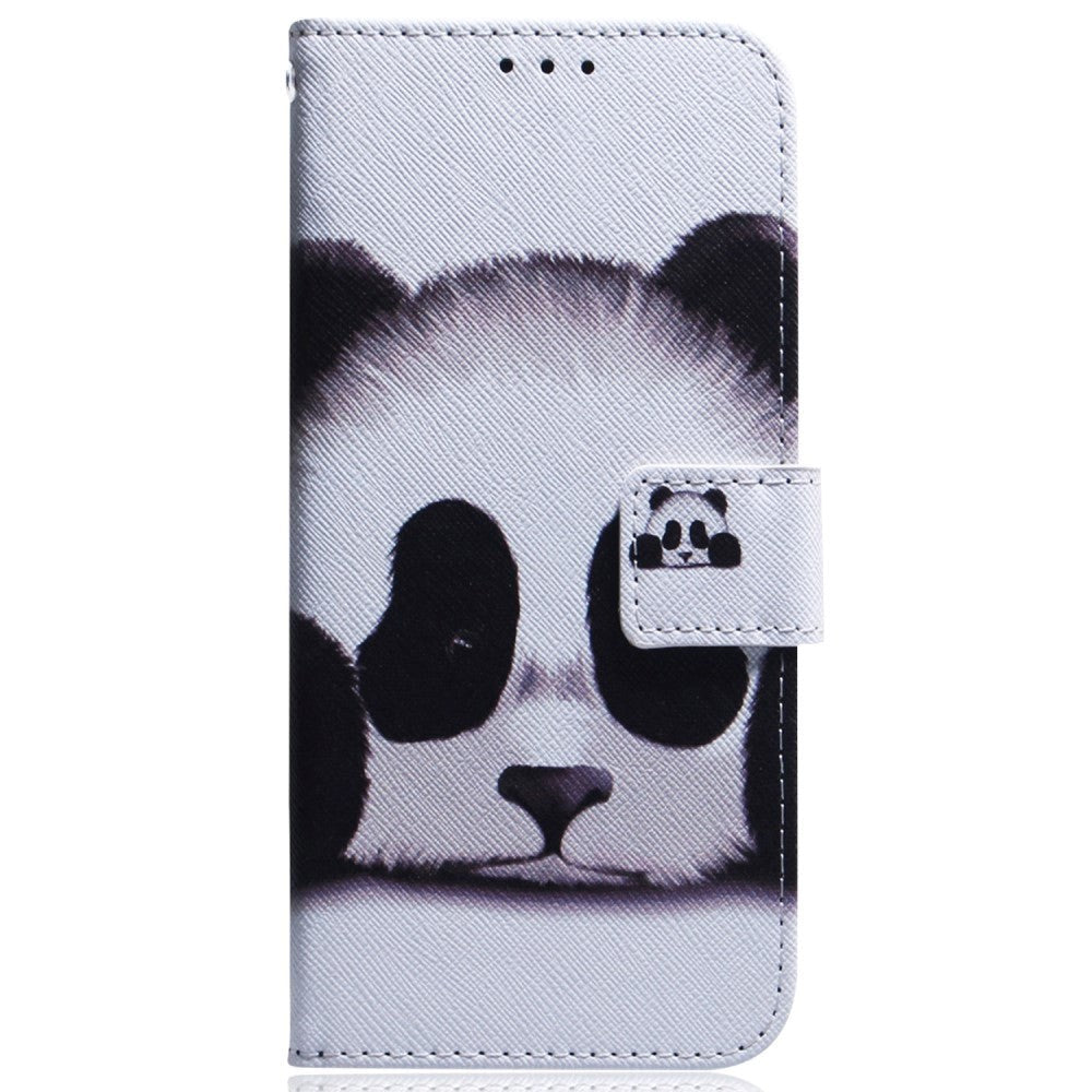 Google Pixel 8 Læder Flip Cover m. Pung & Print - Panda