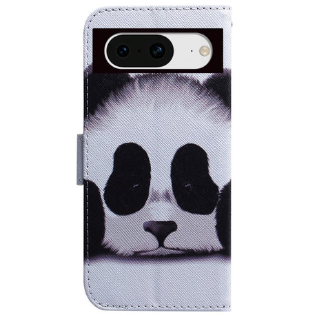 Google Pixel 8 Læder Flip Cover m. Pung & Print - Panda