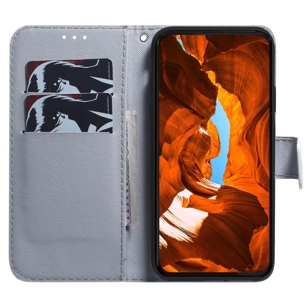 Google Pixel 8 Læder Flip Cover m. Pung & Print - Ulv