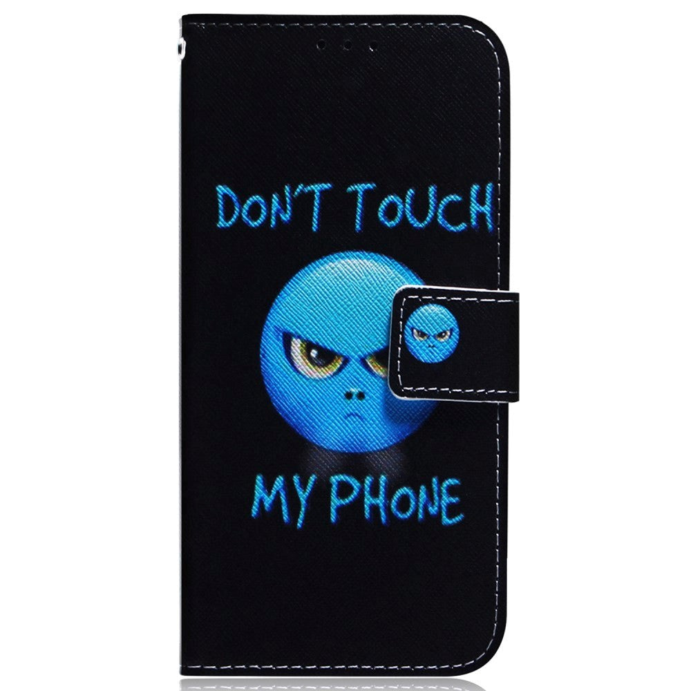 Google Pixel 8 Læder Flip Cover m. Pung & Print - "Don't Touch My Phone"