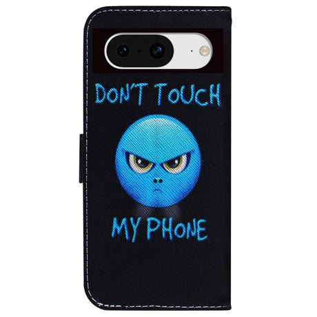 Google Pixel 8 Læder Flip Cover m. Pung & Print - "Don't Touch My Phone"