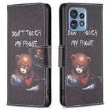 Motorola Edge 40 Pro Læder Flip Cover m. Pung & Print - "Don't Touch My Phone" Bjørn