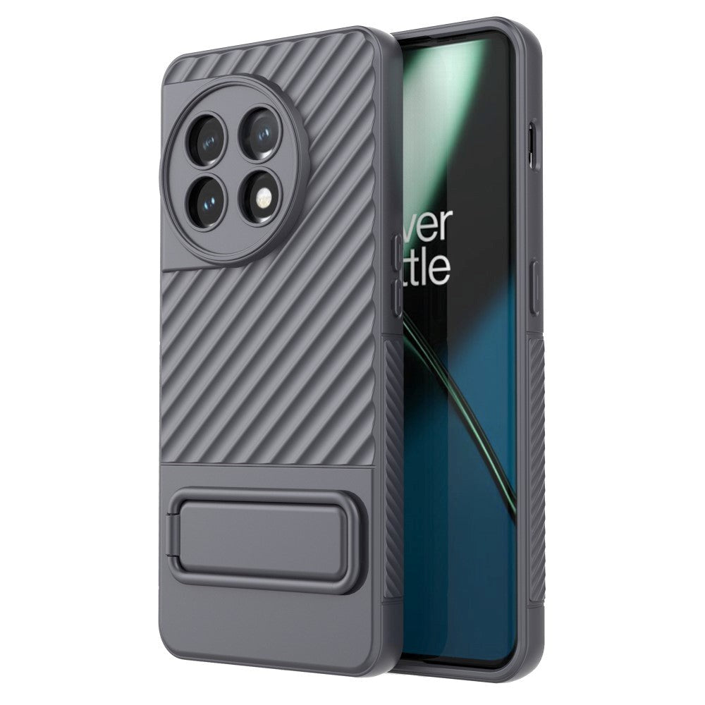 OnePlus 11 Rugged Plastik Bagside Cover m. Kickstand - Grå