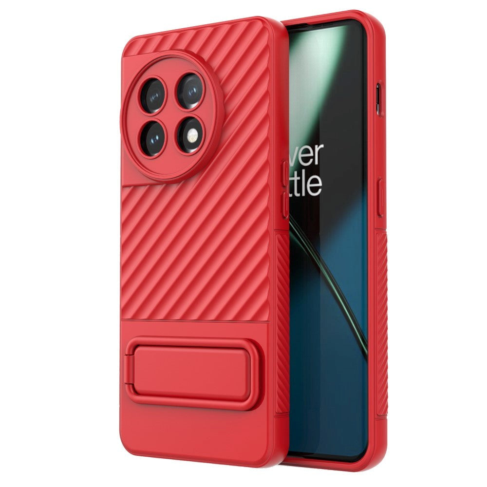 OnePlus 11 Rugged Plastik Bagside Cover m. Kickstand - Rød