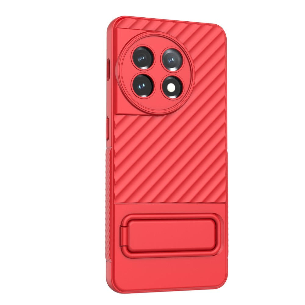 OnePlus 11 Rugged Plastik Bagside Cover m. Kickstand - Rød