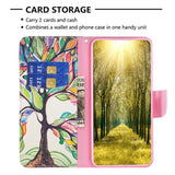 Nokia C22 Læder Flip Cover m. Pung & Print - Farverigt Træ