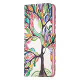 Nokia C22 Læder Flip Cover m. Pung & Print - Farverigt Træ