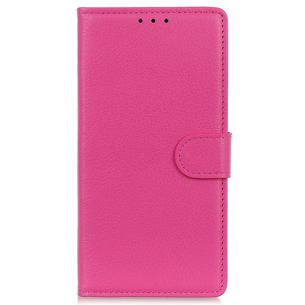 Google Pixel 8 Litchi Læder Flip Cover m. Pung - Pink