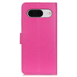 Google Pixel 8 Litchi Læder Flip Cover m. Pung - Pink