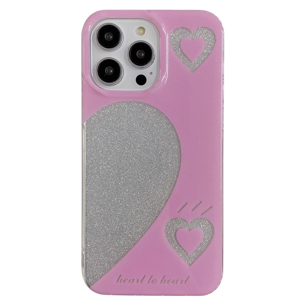 iPhone 13 Pro Glitter Plastik Bagside Cover - Heart To Heart