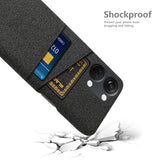 OnePlus Nord 3 (5G) Stofbetrukket Plastik Bagside Cover med Kortholder - Sort