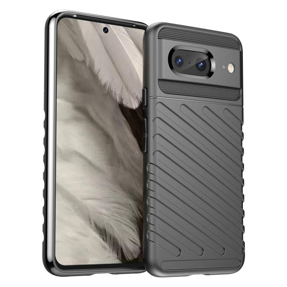 Google Pixel 8 Thunder Series Twill Plastik Bagside Cover - Sort