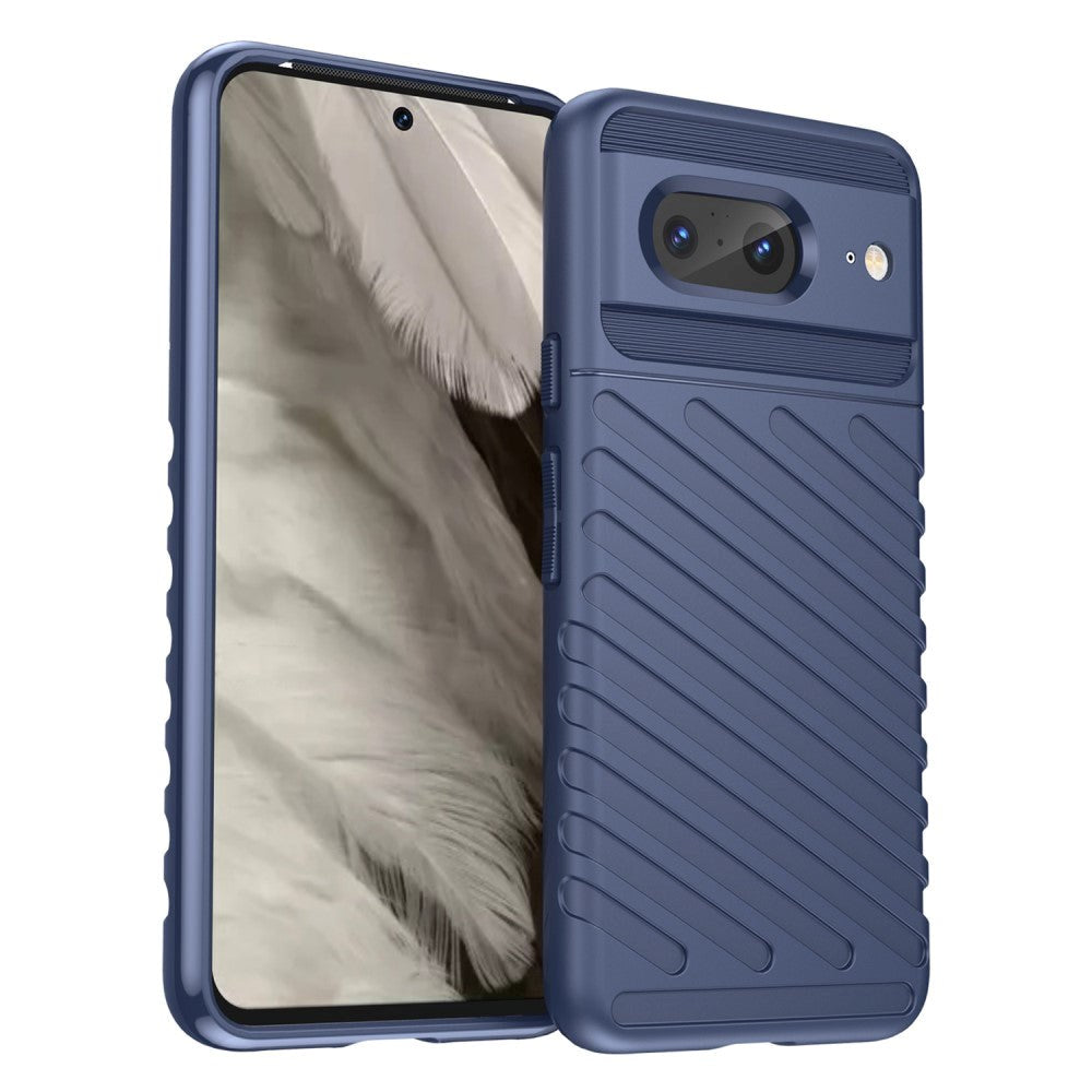 Google Pixel 8 Thunder Series Twill Plastik Bagside Cover - Blå