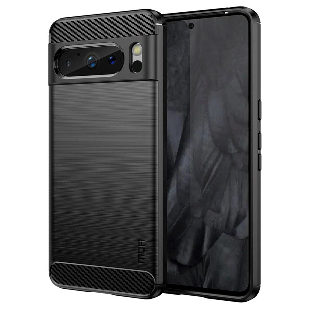 Google Pixel 8 Pro Brushed Carbon Bagside Cover - Sort