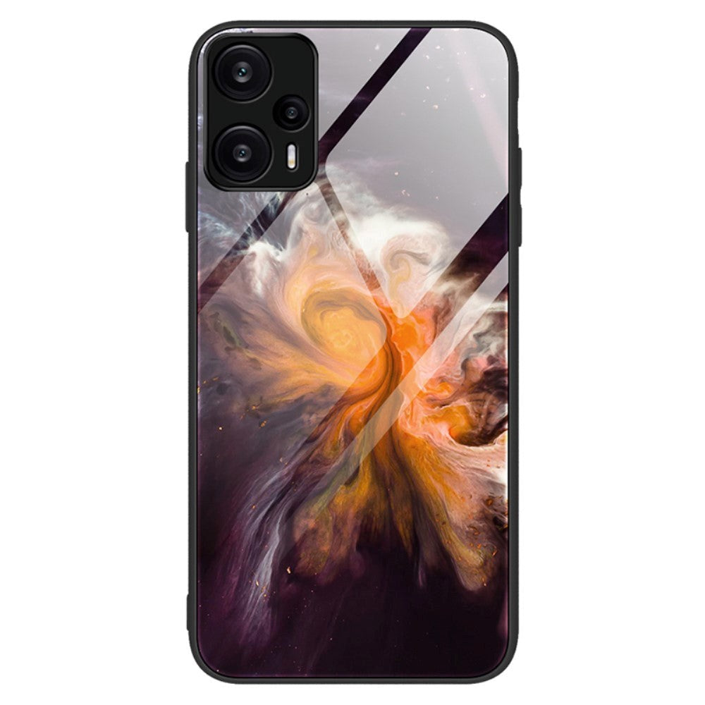 Xiaomi Poco F5 Cover m. Glasbagside - Orange og Lilla Marmor