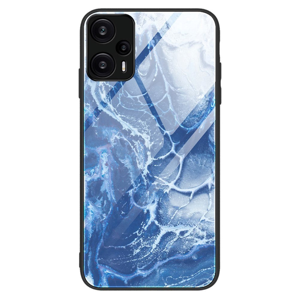 Xiaomi Poco F5 Cover m. Glasbagside - Blå Marmor