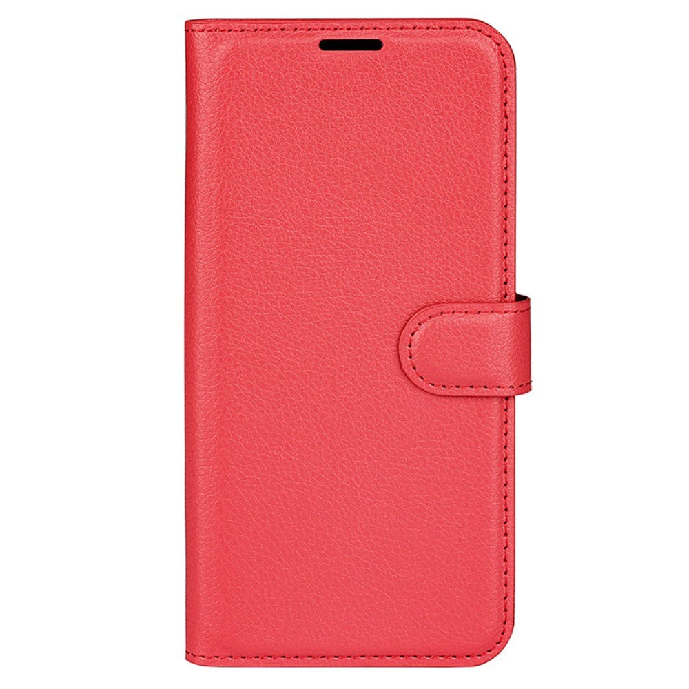 Huawei P60 Pro Litchi Læder Flip Cover m. Pung - Rød