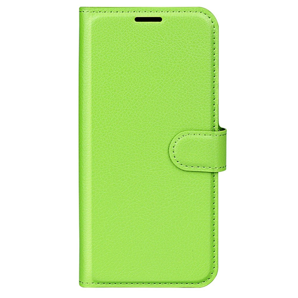 Huawei P60 Pro Litchi Læder Flip Cover m. Pung - Grøn