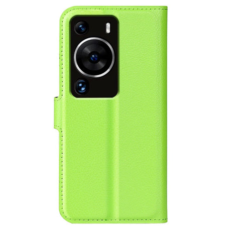 Huawei P60 Pro Litchi Læder Flip Cover m. Pung - Grøn