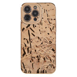 iPhone 13 Pro Skinnende Fleksibel Plastik Bagside Cover - Bølget Design - Guld