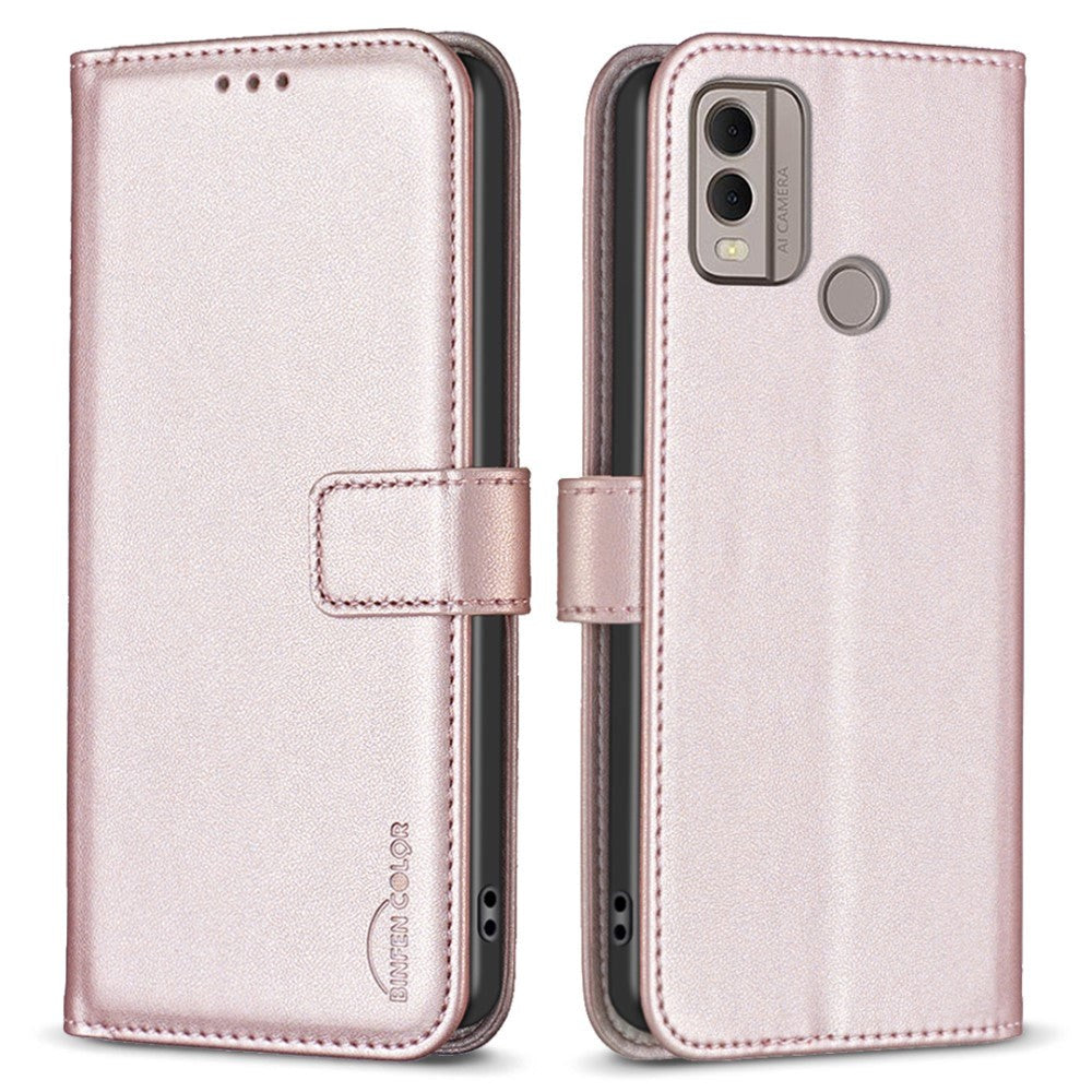 Nokia C22 Læder Flip Cover m. Pung og Ståfunktion - Rose Gold