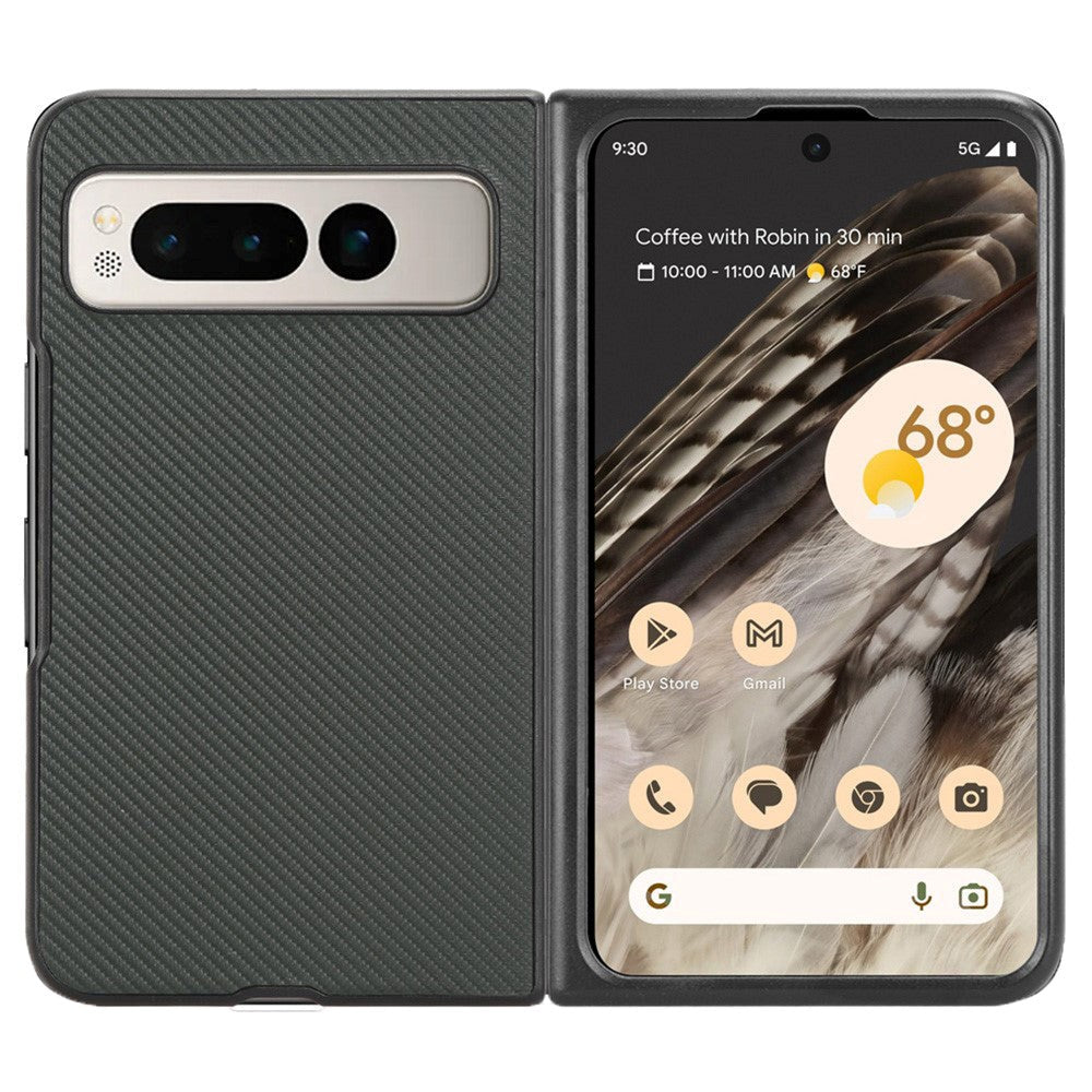 Google Pixel Fold Læderbetrukket Plastik Cover - Grøn Carbon