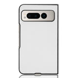 Google Pixel Fold Læderbetrukket Plastik Cover - Hvid Carbon