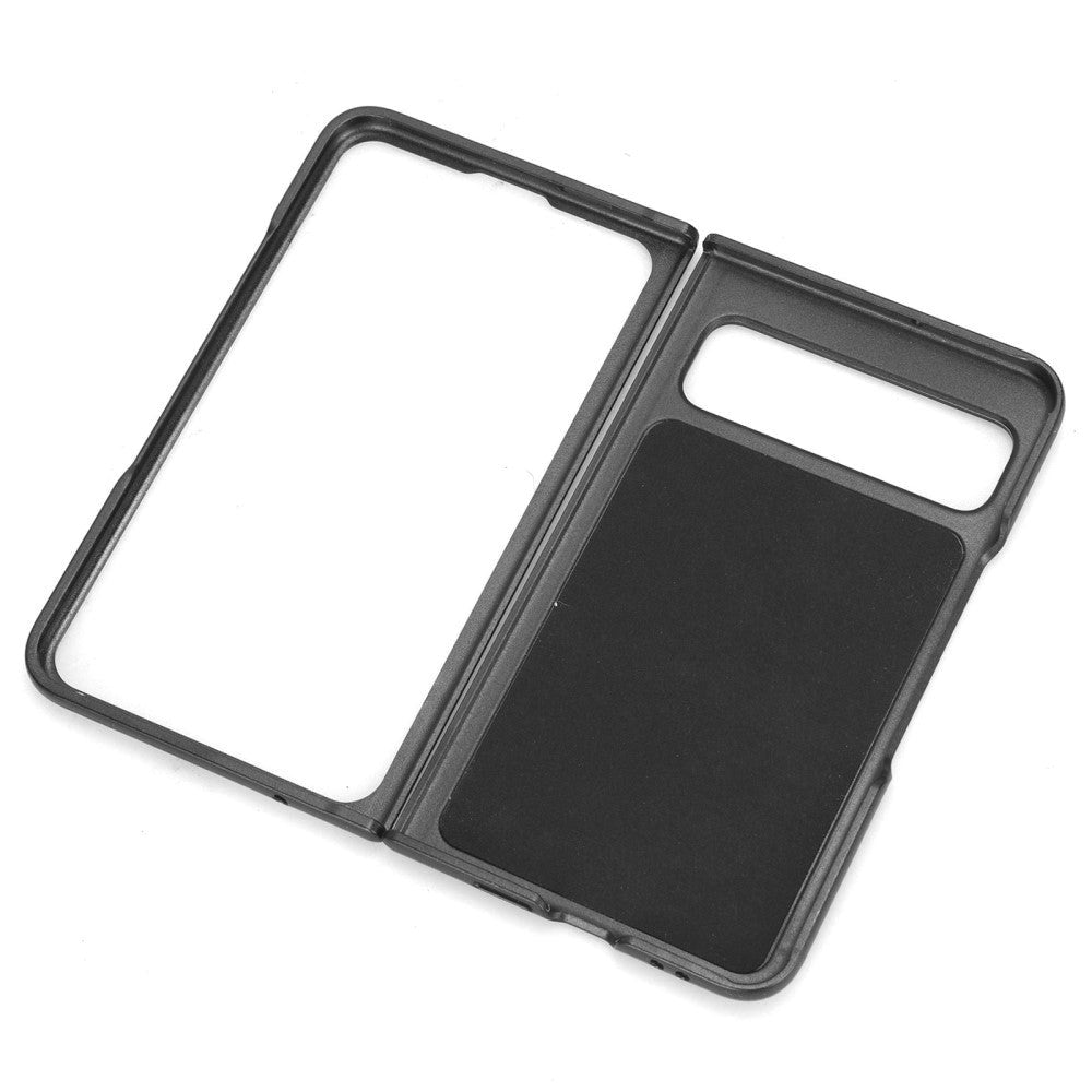 Google Pixel Fold Læderbetrukket Plastik Cover - Brun Carbon