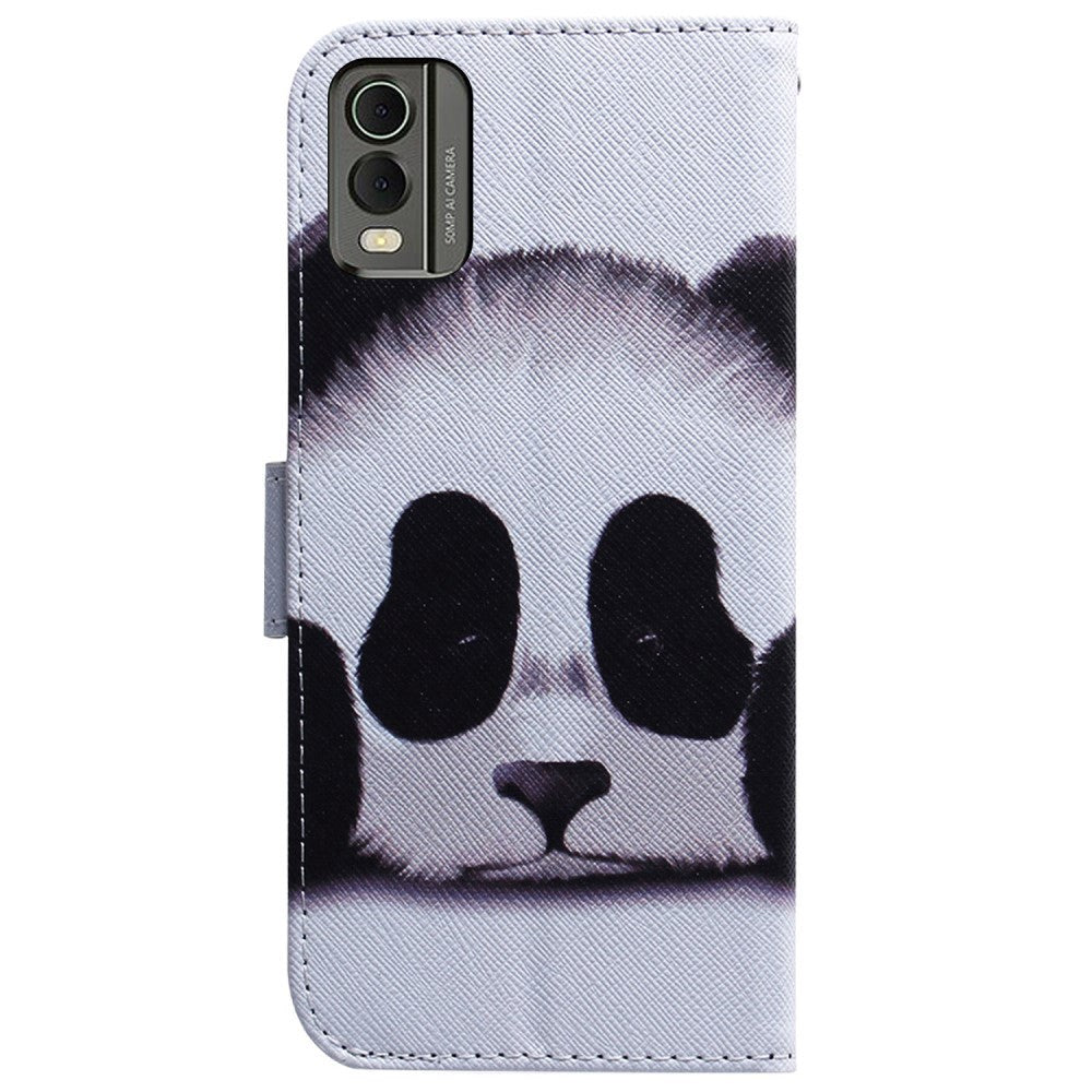 Nokia C32 Læder Flip Cover m. Pung & Print - Panda