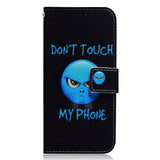 Nokia C32 Læder Flip Cover m. Pung & Print - "Don't Touch My Phone"