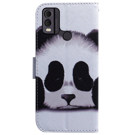 Nokia C22 Læder Flip Cover m. Pung & Print - Panda