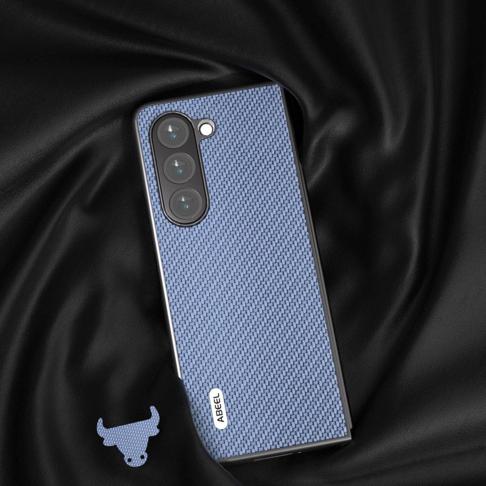 Samsung Galaxy Z Fold5 (5G) Læderbetrukket Plastik Cover - Blå Carbon