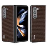 Samsung Galaxy Z Fold5 (5G) Læderbetrukket Plastik Cover - Brun Carbon