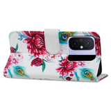 Xiaomi Redmi 12C Kunst Læder Flip Cover m. Pung og Strop - Påfuglefjer