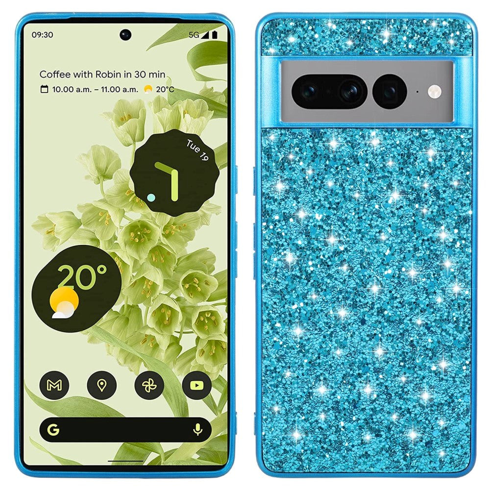 Google Pixel 7A Hårdt Plastik Bagside Cover - Glimmer - Blå